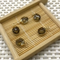 Faceted tiger eye oval stone pendants with gold metal bail for DIY jewelry - No.14 Brown Gemstone