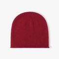 Gorro de lana de punto rojo oscuro para invierno con diseño minimalista y borde enrollado - Rojo Brillante (24B092)