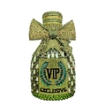 Détails de la pochette bouteille en cristal vert avec embellissements VIP en strass - vert clair