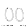 Minimalist silver irregular C-shaped titanium steel hoop earrings 20x17mm size - Style B (KE109342-LO) / Silver