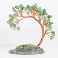 Handmade green crystal tree with copper wire branches on a natural agate base - Green Aventurine