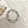 Rainbow clover telephone cord hair tie with colorful spiral elastic plastic bands - Colorful Rainbow