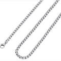 Collana a catena box in acciaio inossidabile argento lucido con chiusura a moschettone - Catena di Perle (70cm)