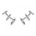 Detail van zilveren triple hoop ear cuffs met hoogglans gepolijste spiegelafwerking set - Drievoudige Ringstijl / Zilver