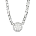 Collar Hamsa de plata con circonitas y cadena de eslabones cuadrados gruesos - Collar Color Acero (KN235262-Z)