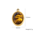 Pendentif ovale en œil de tigre doré mesurant 12,2mm sur 8,3mm pour création bijoux - Pendentif Bordé Ovale - Oeil de Tigre Jaune