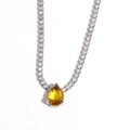 Silver necklace with a pear-cut yellow gemstone pendant and small cubic zirconia stones - Silver Yellow Zirconia Teardrop