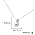 Silver letter J necklace with micro zircons, measuring 0.47 inch height and 1g weight - Silver Letter-J