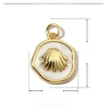 Detailed view of a gold shell charm with white enamel including size 21x15mm and weight 2.5g - VH706 Pointed Starfish (3 Pcs)