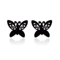 Elegant hollow butterfly stud earrings for women in matte black stainless steel finish - Black