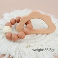 Baby teething bracelet with terracotta silicone beads and a wooden cloud pendant - Cloud/Terracotta Beads