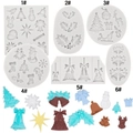 White silicone Christmas baking molds featuring snowman and reindeer shapes - 6-Piece Set / Gray