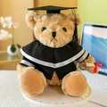 Cute graduation teddy bear plush toy wearing black doctoral gown and cap - Graduation Bear With Cloak / White Collar / 25cm