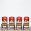 Set of 4 festive Christmas chair covers with Santa Claus and Snowman prints in red - Oxford 4PCS Set 06/Red and Brown Cartoon