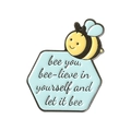 Broche abeille en émail avec motif nid d'abeille et citation inspirante bee-lieve - Style Abeille Alvéole (XZ4428)
