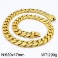 18K gold plated stainless steel Cuban chain necklace for men 650mm x 17mm - Gold Color (KN89993-BD)