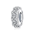 S925 sterling silver star spacer bead with clear sparkling cubic zirconia stones - Round Full Pave Zirconia