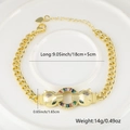 Macro view of gold plated leopard bracelet detailing zircon ring and 18cm chain length - Colorful Rhinestone Style (款式二)