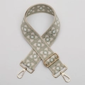 Ethnic style light green geometric woven shoulder strap with gold metal hooks and buckles - No. 484 Silver Hook