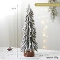 Mini tabletop snowy Christmas tree 40cm height with realistic pine needles and wood base - 40cm Snow-covered Tree with Wood Base