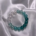 Exquisite pearl and sea blue gradient square bead bracelet on soft white silk background - S072 - Gradient Bracelet [starry Sky Green] #sz566