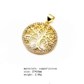 Detail view of gold-plated Tree of Life pendant with zircon materials and 27x24mm specs - Tree of Life-Small Gold (Pendant Only)