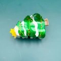 Sparkly green Christmas tree acrylic hair claw clip with yellow star for festive hairstyles - Glitter Christmas Tree / 7cm