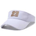 White mesh sun visor hat with gold 23 3D embroidery and breathable fabric for sports - Adjustable / White With Number 23