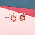DIY Christmas wreath pendants with red green enamel and rhinestones 17x12mm - 18# Wreath