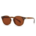 Retro amber round sunglasses with translucent resin frames shown from a 45-degree angle - Tea Color (C5)