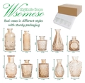 Set of 10 amber transparent glass vases with vintage embossed patterns in a gift box - Amber (10 Pieces Set)