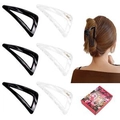 Minimalist large triangle hair claw clips in black and translucent white with gift box - Set 6