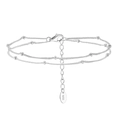 Minimalist S925 sterling silver double-layer beaded bracelet with adjustable chain - Silver