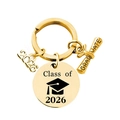 Golden Class of 2026 graduation keychain with graduate scroll and 2026 charms - Gold-Style B (Class of 2026)