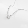 925 sterling silver necklace with sparkling letter U pendant and zircon stones - U-Necklace-Silver