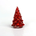 Mini resin Christmas tree desk ornament with red crystal stones and clear round base - 06 Dark Red Resin