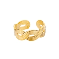 18k gold plated open ring with punk braided wave design and grooved metal texture - Adjustable Open / Gold-Wave Texture (7)