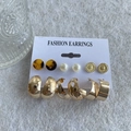 Golden earrings set with pearl studs and leopard print patterns on a soft background - KC Gold (F121)