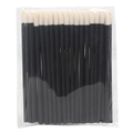 50 pieces disposable lip brushes with black handles and white tips in poly bag - 50 Pcs/Pack / Black