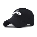 Classic black washed cotton baseball cap with 3D white embroidery UDFM design - Adjustable / Black