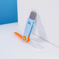 Blue and orange 3-in-1 multi-functional bottle brush with folding rotating brush heads - Blue