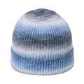 Close-up detail of thickened gradient blue knit hat with soft brushed mohair texture - Adjustable 56-60cm / Dark Blue White Gradient Style (G)