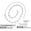 Silver stainless steel chain necklace and waist belt, 113cm length with textured links - Steel Color Waist Chain 113cm