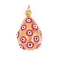Goldfarbener Tropfenanhänger mit bösem Auge und rot-weißen Emaille-Details für DIY - M93 Rosarot Tropfenanhänger / Fuchsia