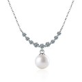 Elegante collana di perle in argento S925 con pendente a sorriso in moissanite curvo - Argento 925 (Perla 8mm) / Collana di perle sorriso