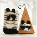 Thick coral fleece Christmas socks in black and white animal style with gift box packaging - Adult (No Gift Box) / Zebra