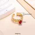 Gold stainless steel double layer ring with red oval zircon at 45-degree angle - Red