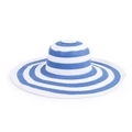 Dettaglio della trama in paglia intrecciata e motivo a righe bianche e blu del cappello - M (56-58cm) / Righe blu e bianche