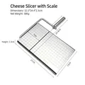 Stainless steel cheese slicer with grid scale and wire cutter measuring 24.4x22.5cm - Cheese Slicer with Scale [Bagged]