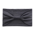Elastic cotton yoga headband in dark grey with stylish twisted bow knot design - Dark Gray